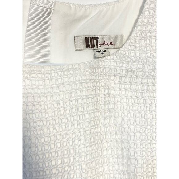 KUT from the Kloth White Mini Dress US 4 Crochet Eyelet Preppy Cottage Coastal - Picture 4 of 8